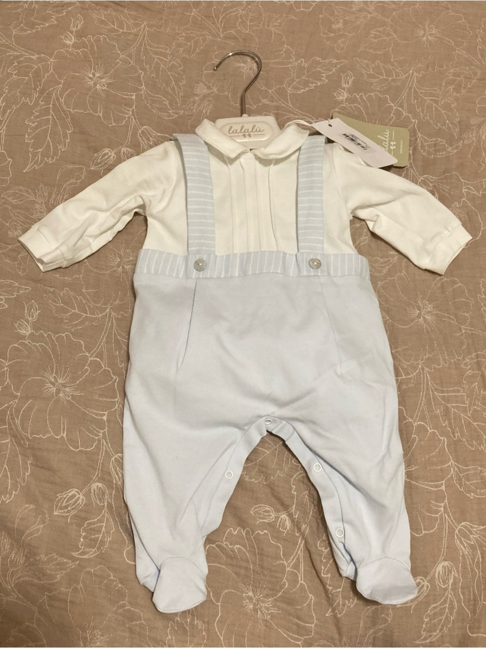 Baby Boys' Cream & Light Blue One-Piece Bodysuit